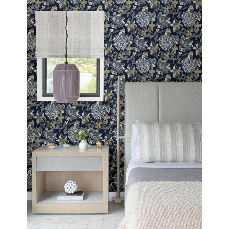 A-Street Prints Valdivian Indigo Floral Wallpaper