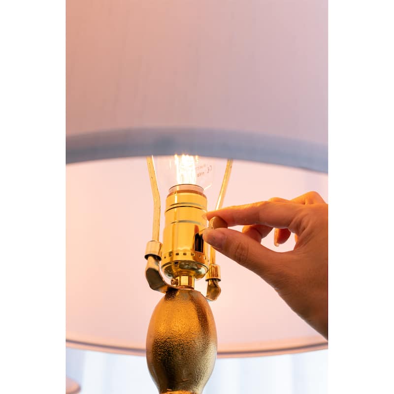 D15x29.5" Gold and White Table Lamp with Round Four Tiered Body