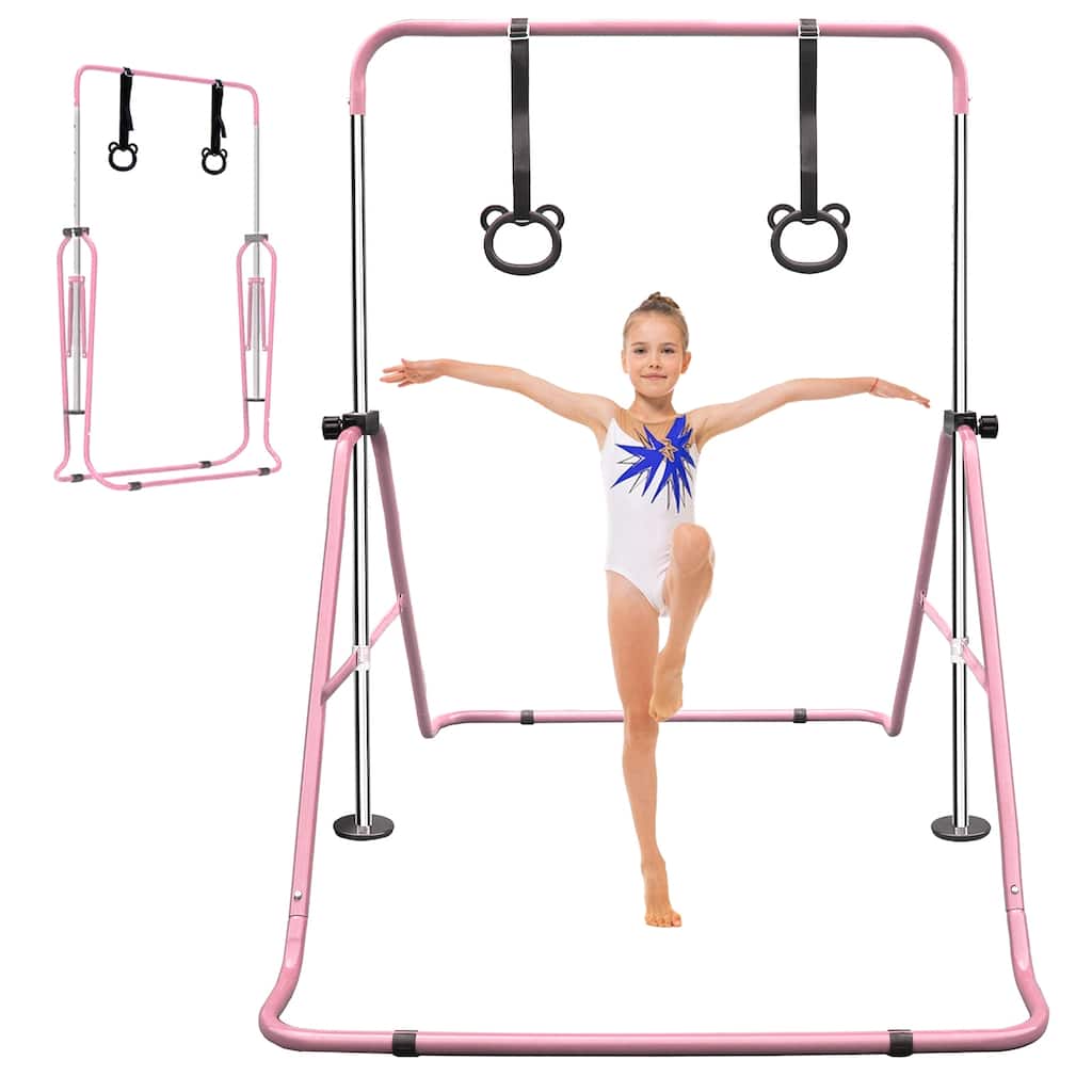 Roomfitters Multi-Functional Adjustable Height Horizontal Gymnastic Bar with Bear Rings