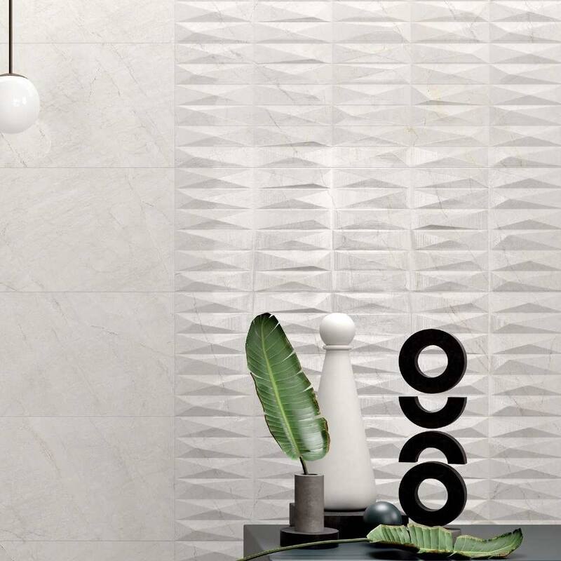 Milos 12in x 40in White Ceramic Wall Tile