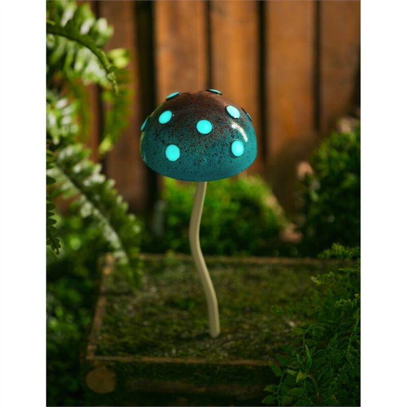 12.5 in. Glow in he Dark Mushroom Plant Pick, Blue
