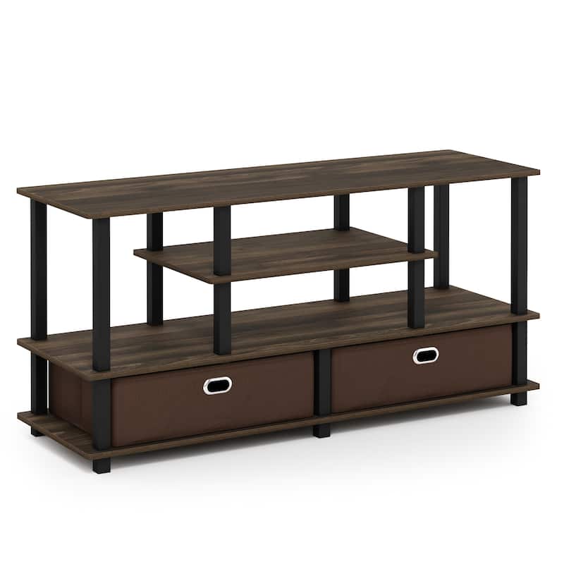Furinno JAYA Large TV Stand for up to 50-Inch TV with Storage Bin - White