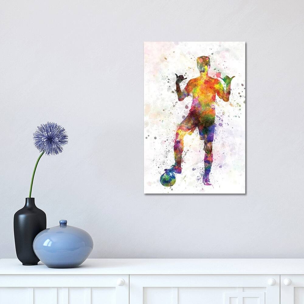 iCanvas "Soccer Football Player Young Man Saluting" by Paul Rommer Canvas Print