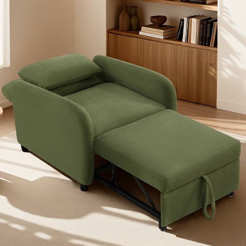 Spruce & Spring Modern Pull-Out Accent Chair Bed with Adjustable Backrest & Space-Saving Design