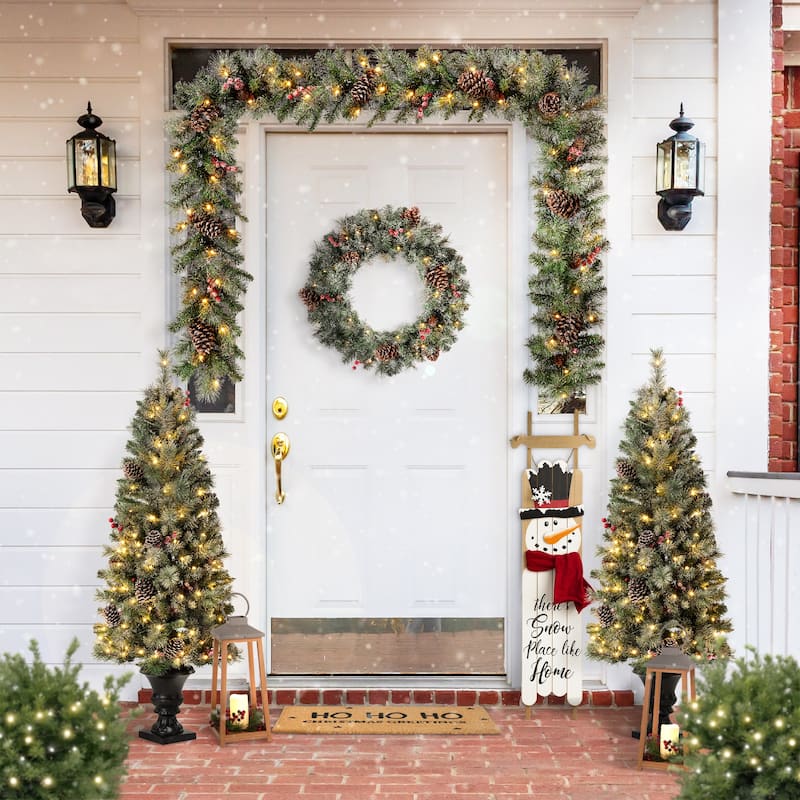 Glitzhome 42"H Wooden Christmas Sleigh Snowman or Santa Porch Sign
