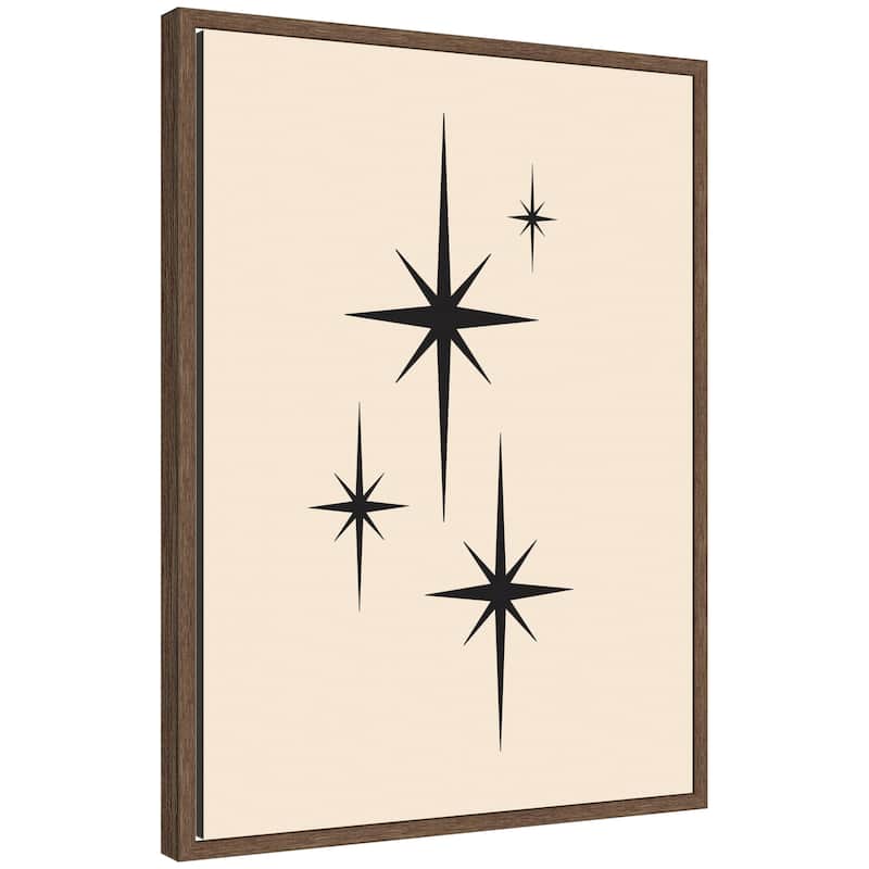 Kate and Laurel Starburst Retro Set Print 1 of 2 Atomic 70s Style MCM Minimalist by Lucky Guava Framed Canvas Wall Art Print - 18x24