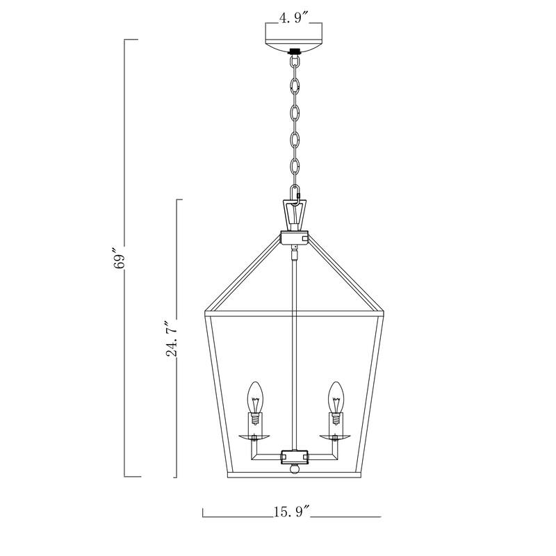 Valentin Gold 4-Light Metal Lantern Chandelier
