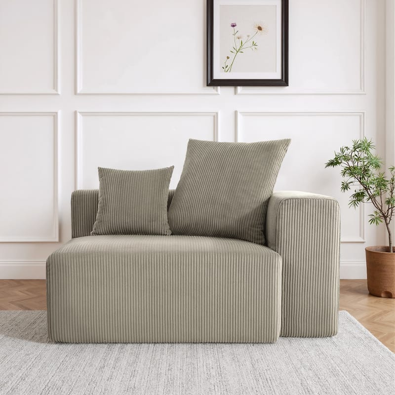 Corduroy Upholstered Modular Sectional Sofa with Ottoman