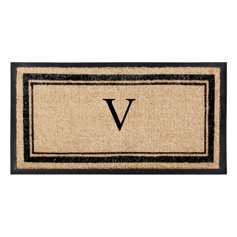 A1HC Picture Frame Natural Rubber & Coir Large Monogrammed Doormat 24"x48"