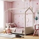 preview thumbnail 7 of 33, Velvet House Bed Wooden Bed with Playhouse Design Beige - Twin