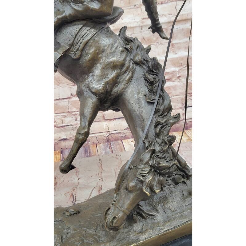 Female Horseback Rider Cowgirl Being Thrown Off Horse - Western Bronze Sculpture By Milo