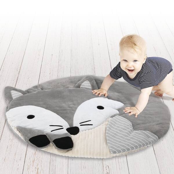 Shop Lambs Ivy Fox Gray White Interactive Baby Play Mat Gray