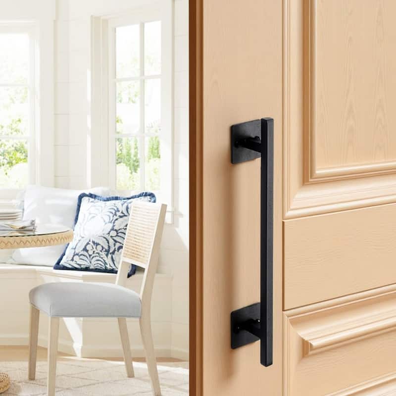 Black Carbon Steel Fence Door Handle 12.6in Ergonomic and Durable