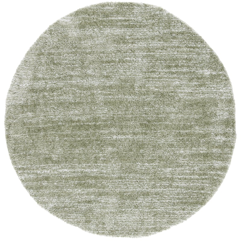 SAFAVIEH Tahoe Shag Yaprak Abstract 1.2-inch Thick Rug - 6'7" Round - Sage/Ivory - Round