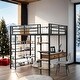 preview thumbnail 1 of 12, Contemporary Design Full Size Metal Loft bed with Desk and Shelves, 3 in 1 Design, Ample Storage Space, Black Black