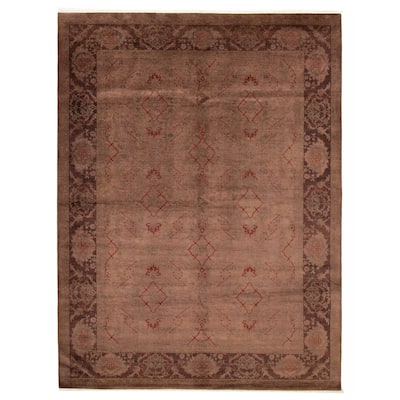 ECARPETGALLERY Hand-knotted Vibrance Brown Wool Rug - 9'1 x 11'10