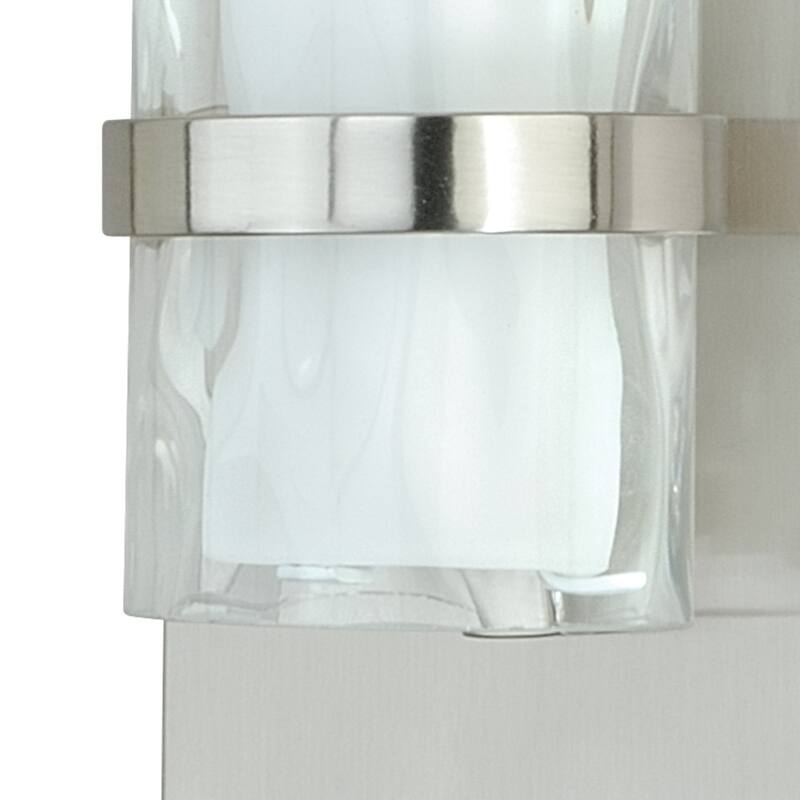 Wall Sconce Lighting Cylinder Flush Mount Nickel White Glass 1 Light Sconce - 18.5