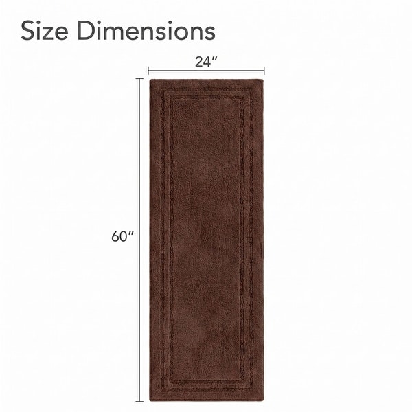 dimension image slide 0 of 13, Superior Solid Bordered Cotton Washable Non-Slip Bath Rug Runner or Rug Set