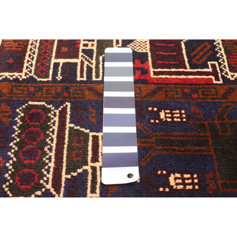 ECARPETGALLERY Hand-knotted Rare War Dark Navy Wool Rug - 2'9 x 4'6