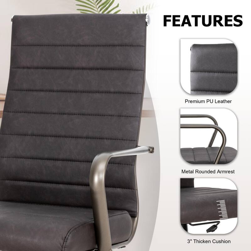 Ergonomic Office Chair Full-Grain Leather with Lumbar Support