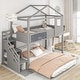 preview thumbnail 4 of 7, Twin Over Full House Bunk Bed with Storage Staircase and Blackboard