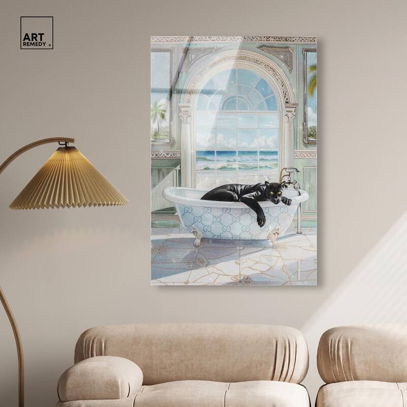 Panther Arch Bathroom Glam Acrylic by Art Remedy, Ready to Hang
