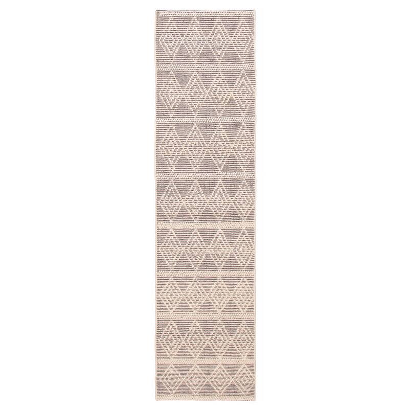 ECARPETGALLERY Braid weave Sienna Cream, Grey Wool Rug - 2'7 x 10'3 - Cream/ Dark Grey - 2'7 x 10'3