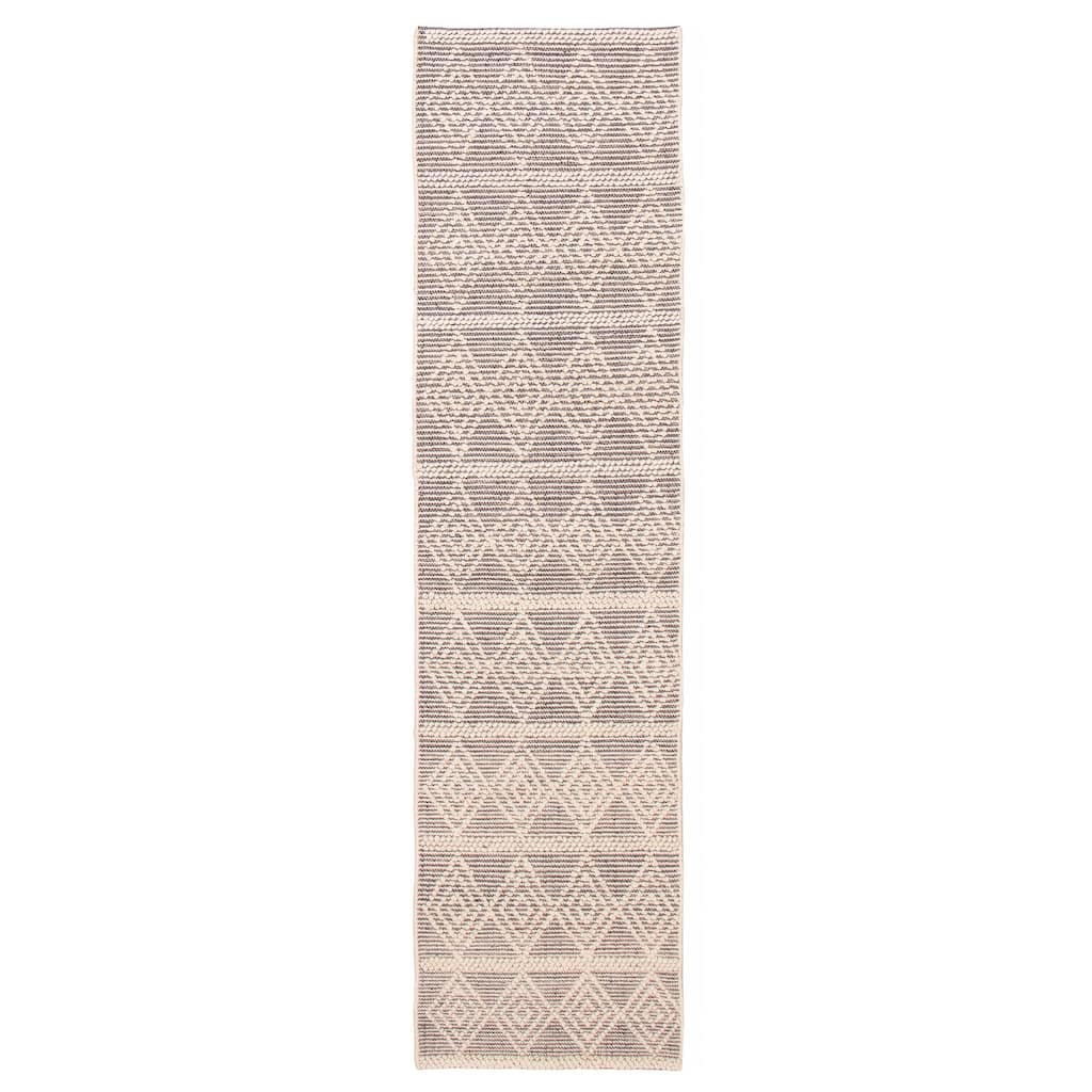 ECARPETGALLERY Braid weave Sienna Cream, Grey Wool Rug - 2'7 x 10'3