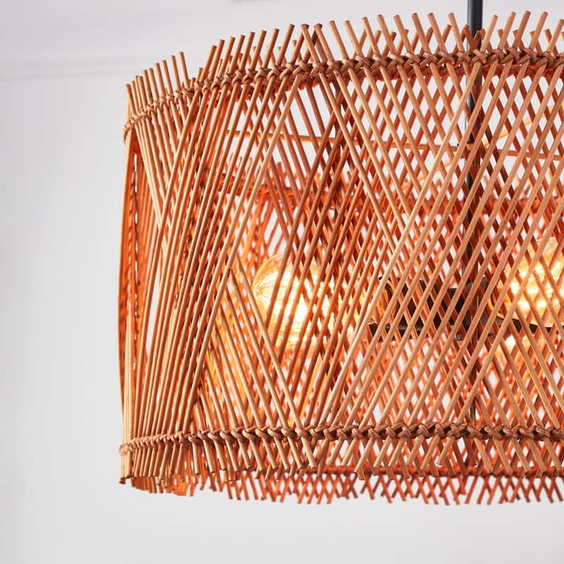 KAWOTI 5-Light Hand-made Pendant Light with Bamboo Drum Shade