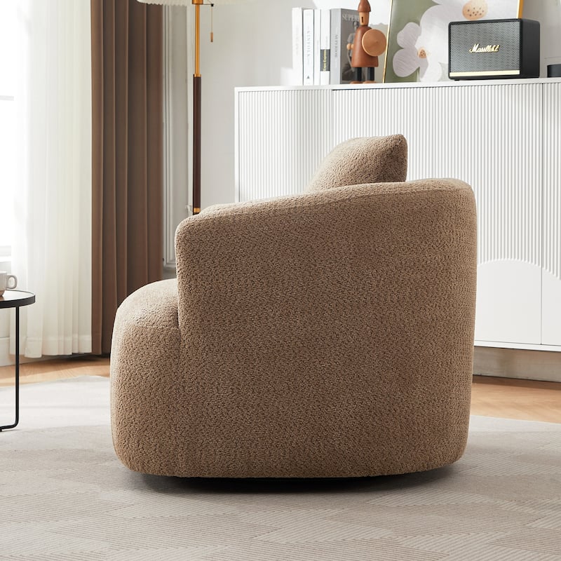 Roomfitters 360° Chenille Upholstered Swivel Barrel Chair Accent Sofa with Throw Pillow for Living Room Bedroom Office Hotel
