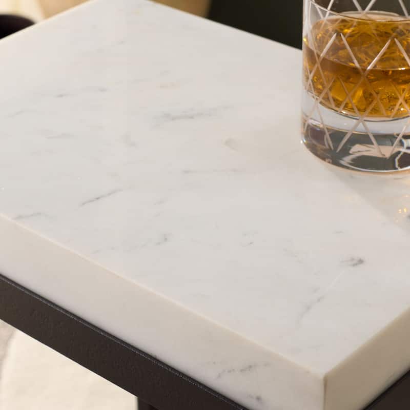 SAFAVIEH Home Eldin Marble Side Table - 17"W x 12"D x 23"H