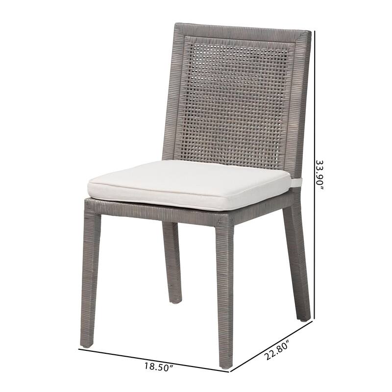 Sofia Modern Natural Finished Wood and Rattan Dining Chair