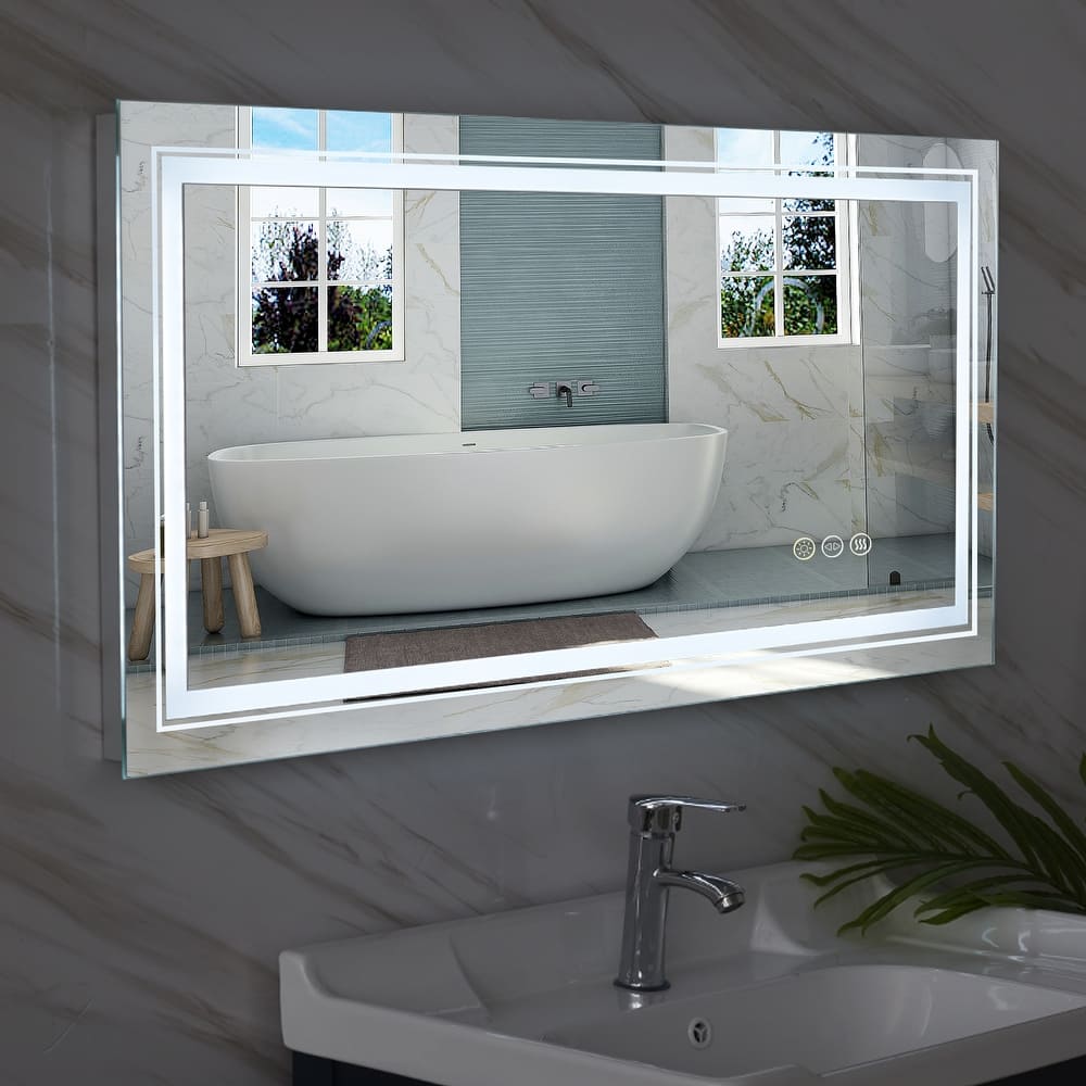 Smart LED Framless Illuminated Bathroom Mirror Anti-Fog Backlit - 42" x 20"