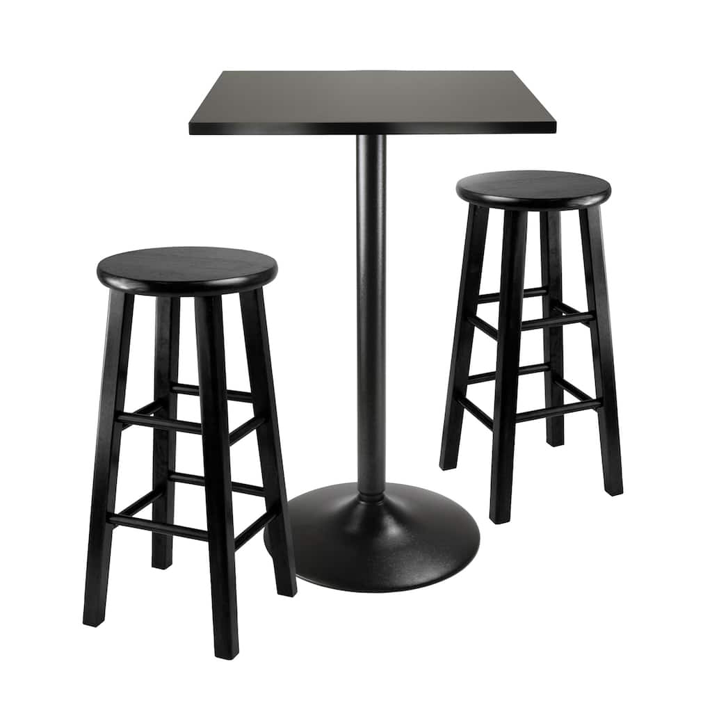 Counter Height Dining Set - 3 Piece Black Barstool Table - Small Space Kitchen Set