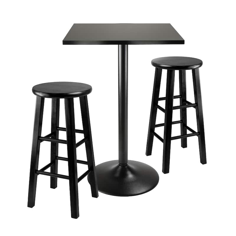 Counter Height Dining Set - 3 Piece Black Barstool Table - Small Space Kitchen Set