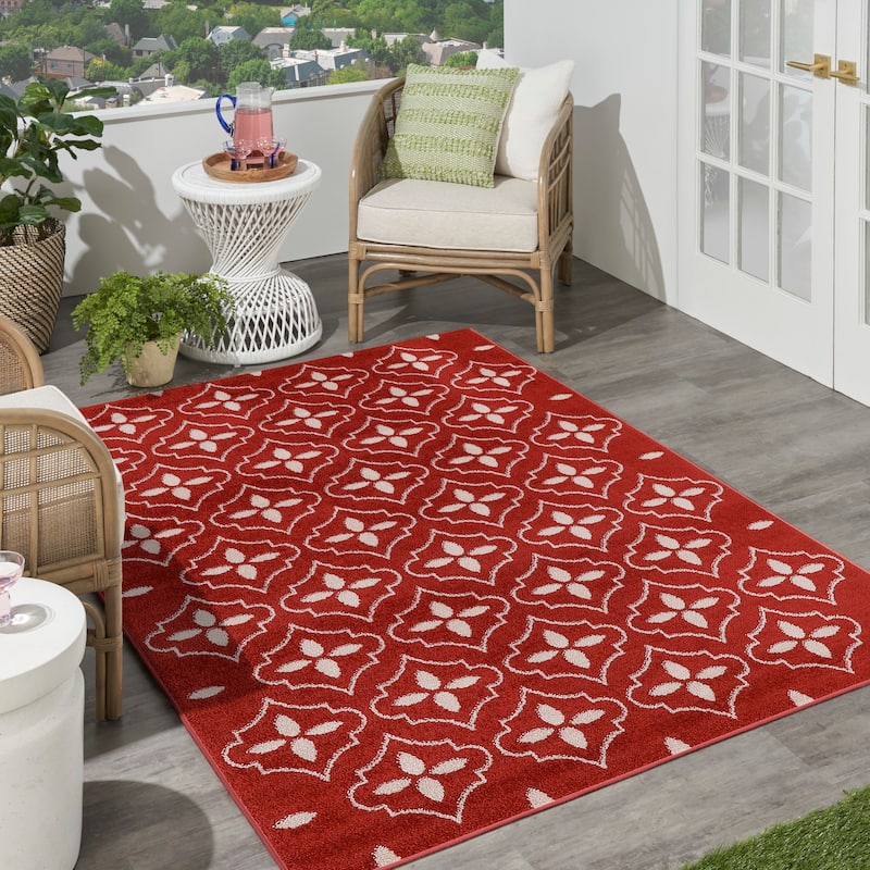 Nourison Sandy Indoor / Outdoor Blue Moroccan Area Rug