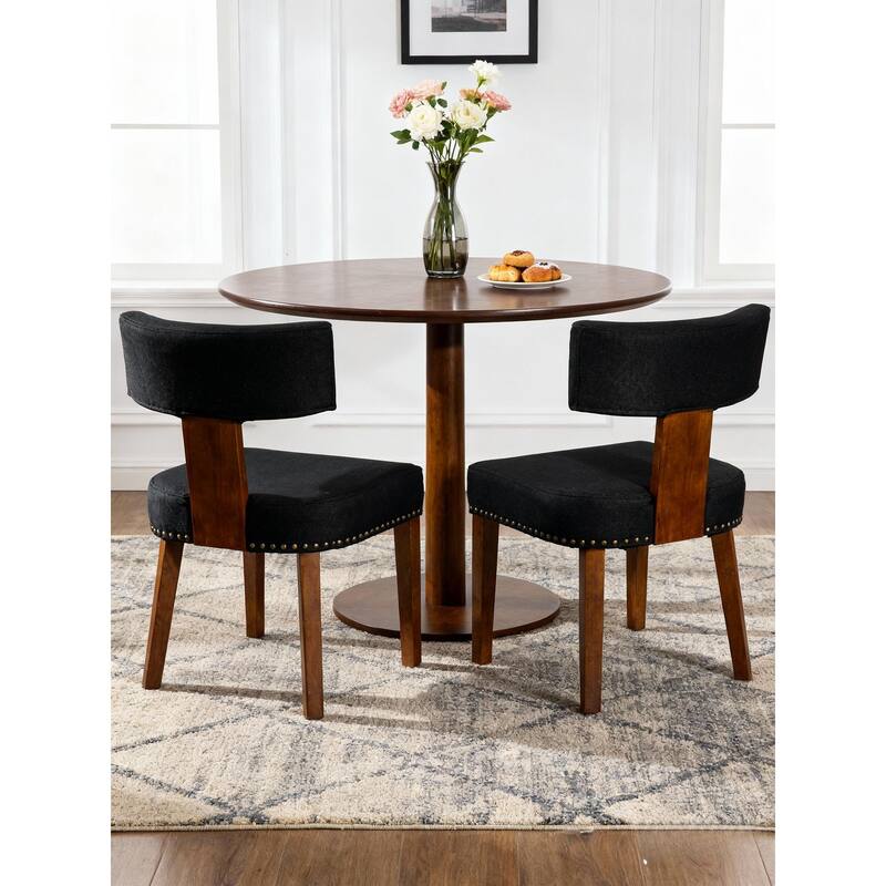 Rossetta Medieval Modern Elegant Design Linen Fabric Upholstered Comfortable Dining Room Chairs Set of 2