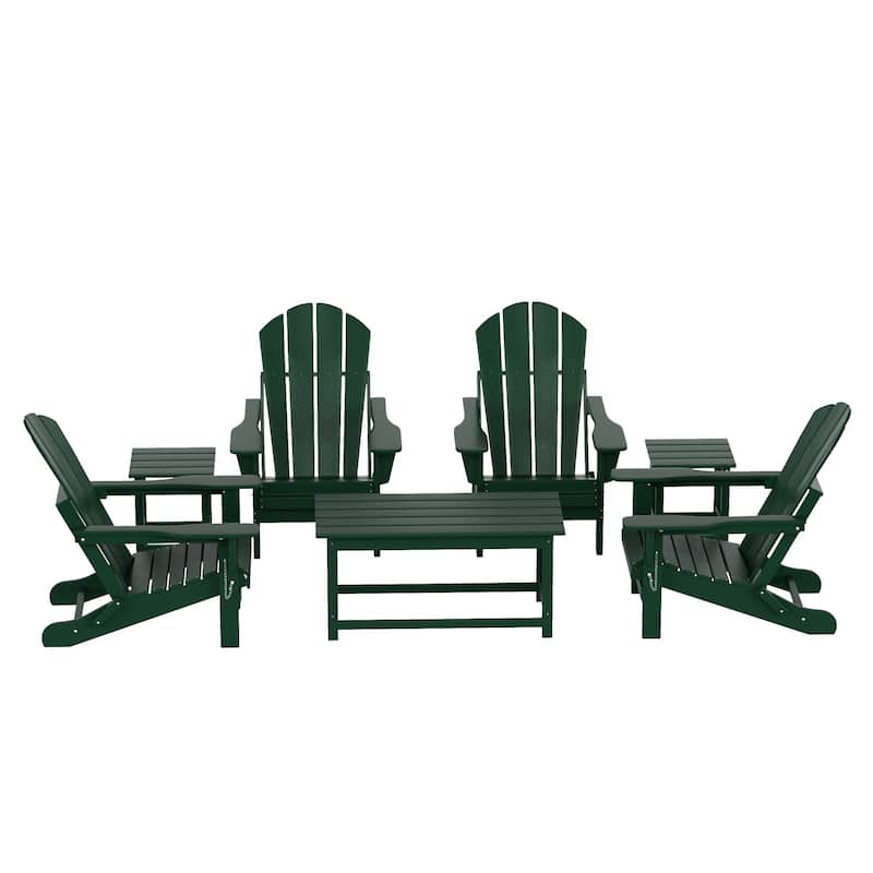 Laguna Hdpe All Weather Outdoor Patio Foldable Adirondack Chairs Conversation Set (7-Piece Set)