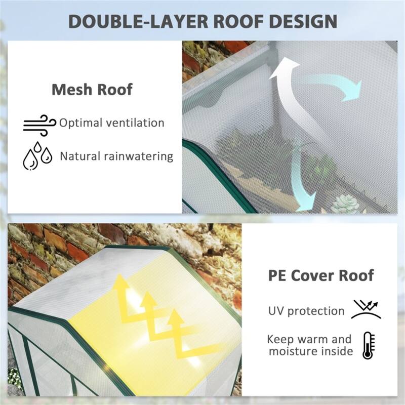White Steel PE Cover 4-Tier Mini Greenhouse with Roll-Up Zipper Door