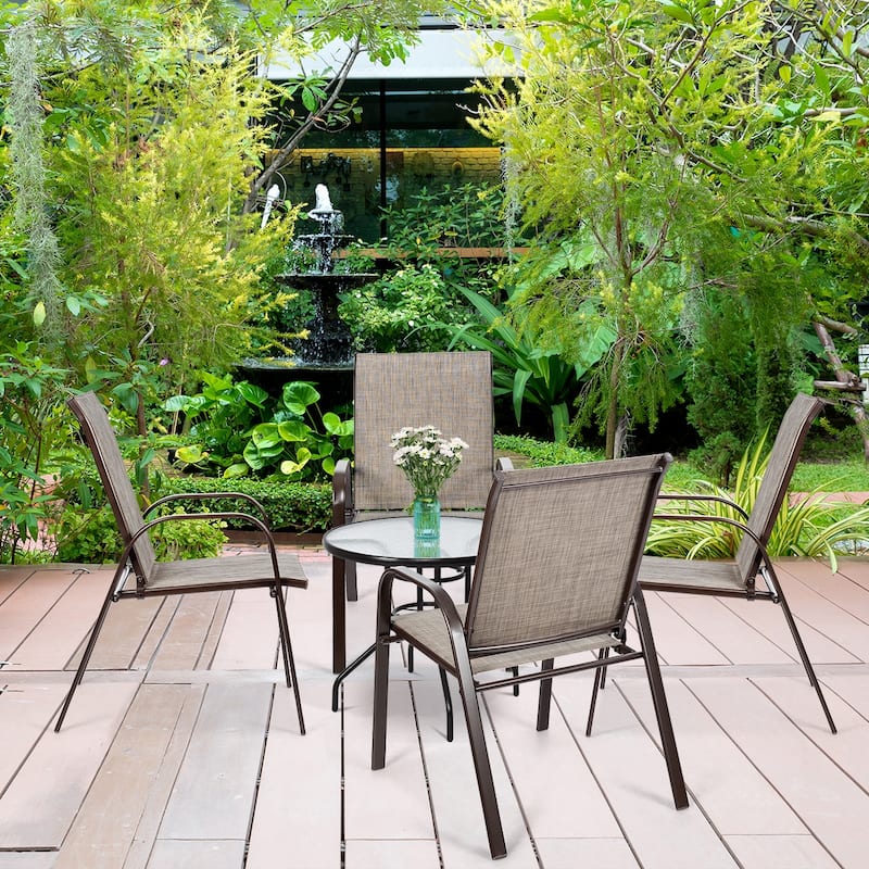Costway 4PCS Patio Chairs Garden Deck Yard with Armrest - See Details