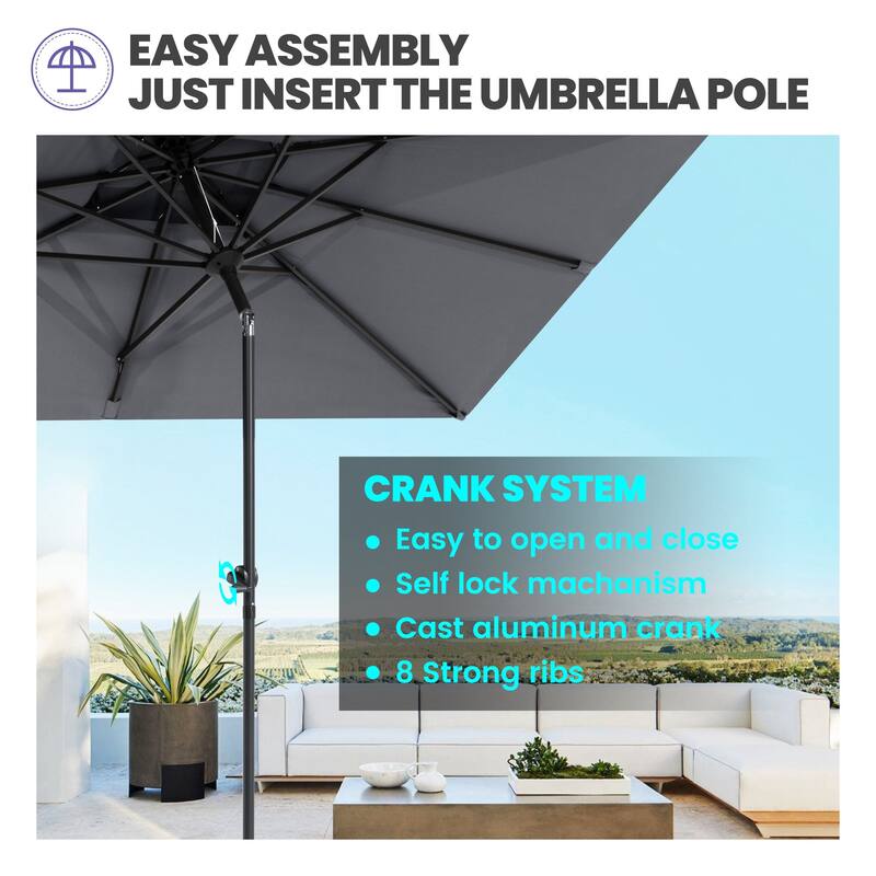 9 x 5 FT Outdoor Patio Double Top Market Umbrella and Base Stand with Wheels