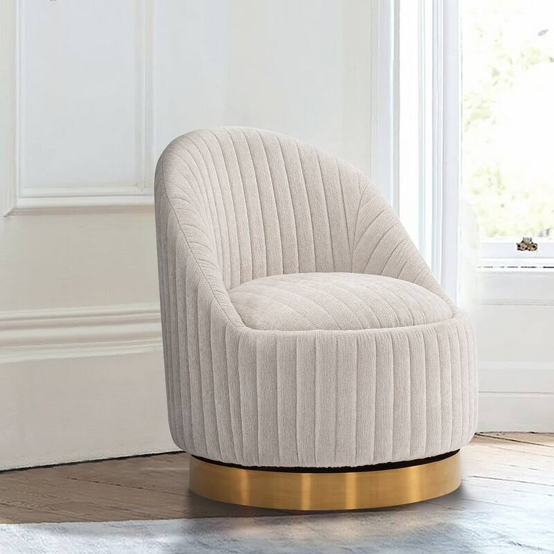 Manhattan Comfort Modern Leela Swivel Boucle Accent Chair - Cream