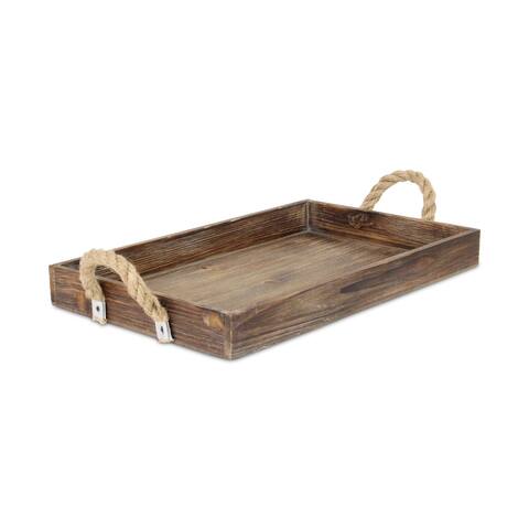 Aba Wood Decor Tray with Rope Handles