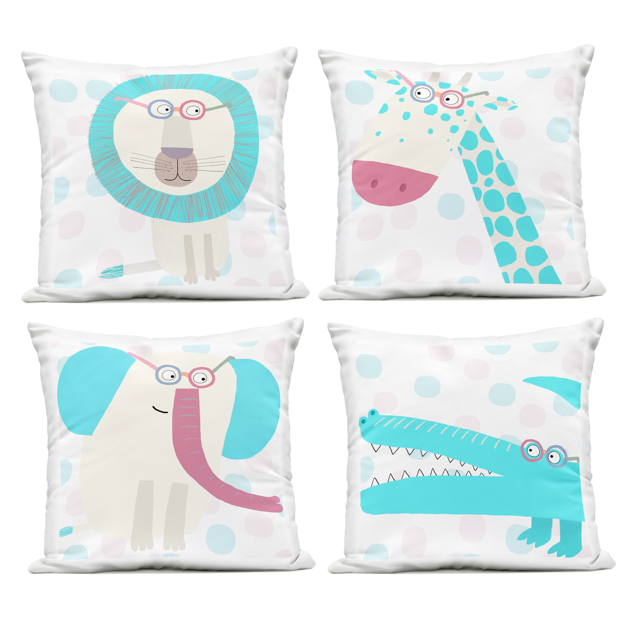 Stupell Electric Blue Wild Animals Printed Outdoor Throw Pillow Design by Carla Daly (Set of 4)