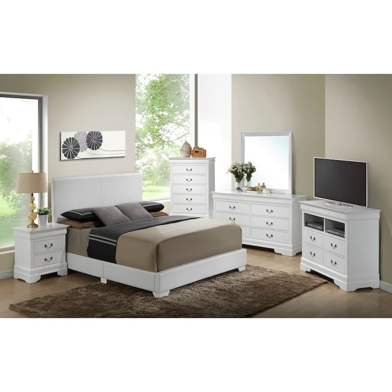 Upholstered Wood Queen Panel Bed - 86" - White