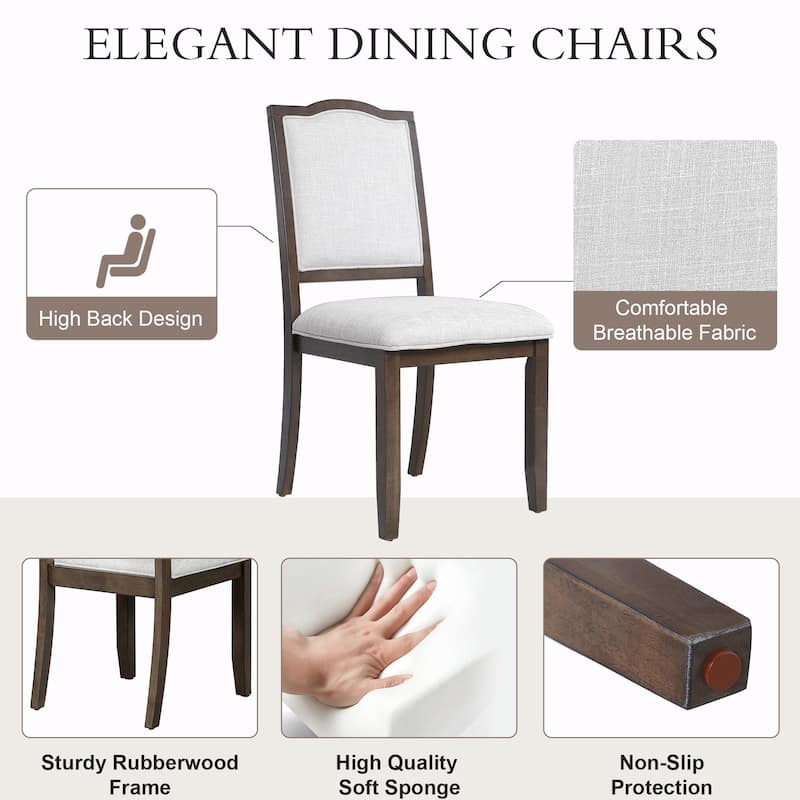 ​Mid-Century Modern Dining Chairs - Set of 4 - Linen Upholstery