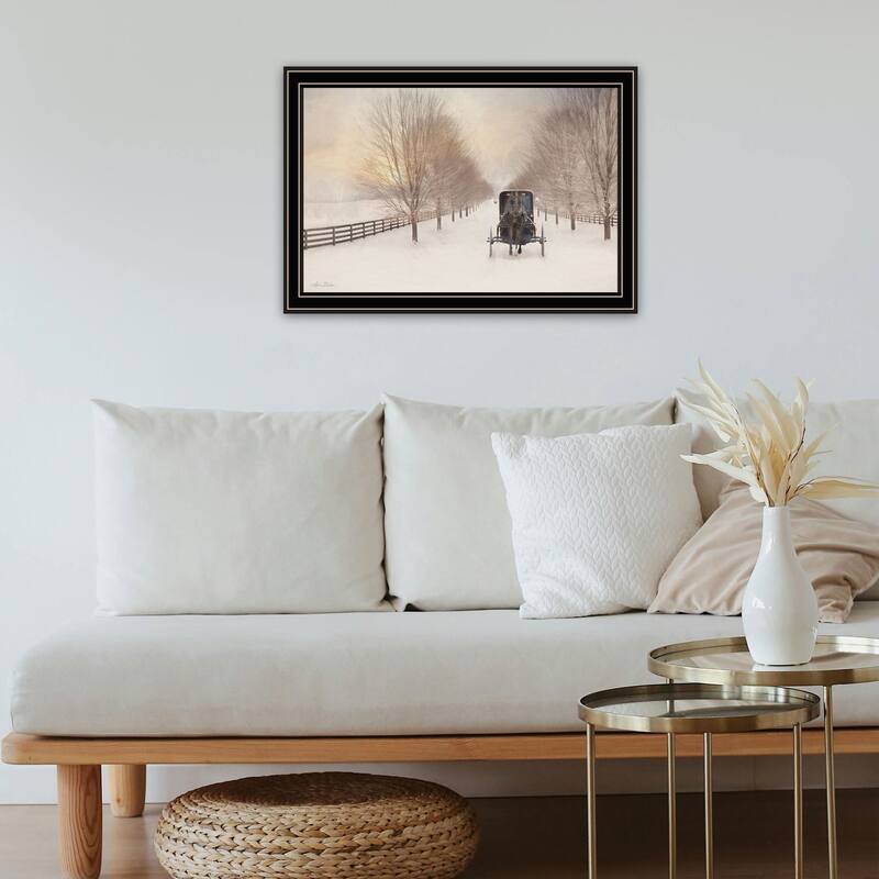 Framed Wall Art - Snowy Amish Lane, Black Frame