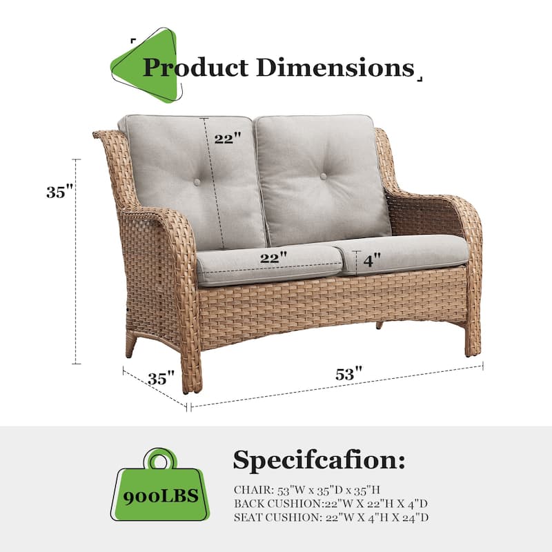 Gymojoy Patio Loveseat Sofa with Cuhsion