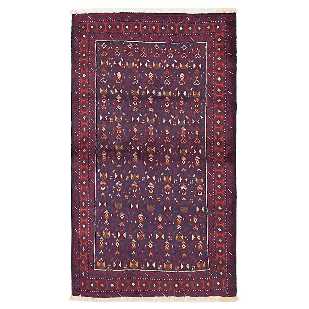 ECARPETGALLERY Hand-knotted Teimani Dark Navy Wool Rug - 3'5 x 5'9