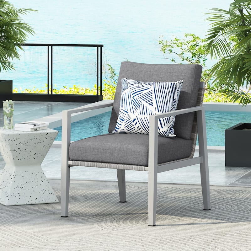 Christopher Knight Home Modern Outdoor Retreat Lounge Chair - White+Grey
